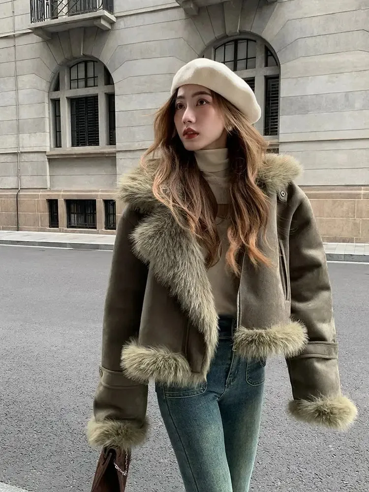 Faux Suede Leather Jacket