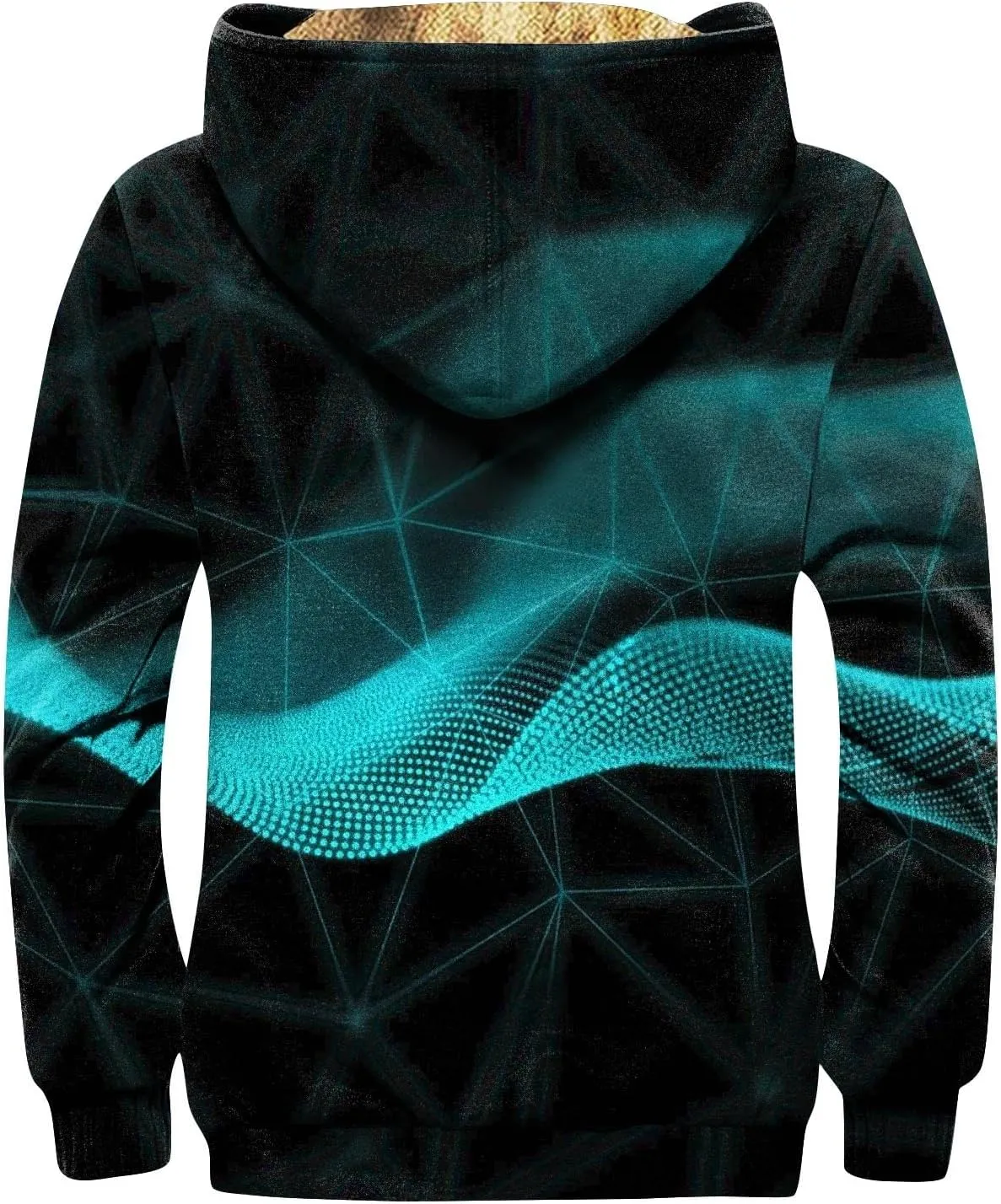 Fleece Jacket Men Hooded Full Zip Jackets Long Sleeve Printing Jacket Stylish Vintage Shirts Comfy Coats with Pocket