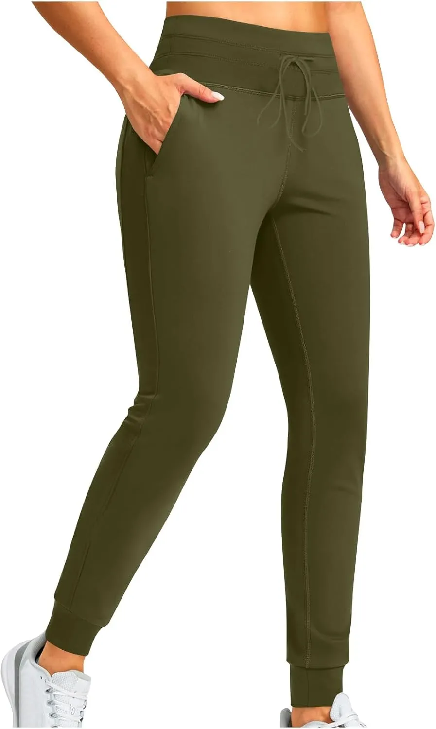 Fleece Lined Joggers for Women, High Waisted Thermal Winter Warm Pants Sweatpants Running Hiking Pants with Pockets