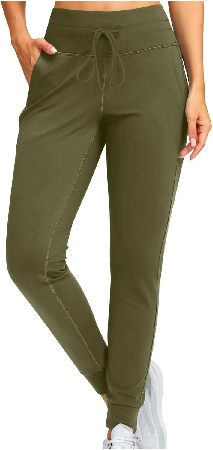 Fleece Lined Joggers for Women, High Waisted Thermal Winter Warm Pants Sweatpants Running Hiking Pants with Pockets