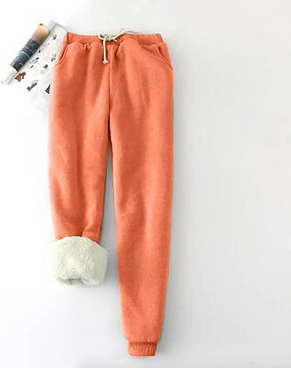 Fleece Lined Sweatpants Women Plus Size Winter Sherpa Lined Athletic Joggers Drawstring 2024 Warm Pants with Pockets