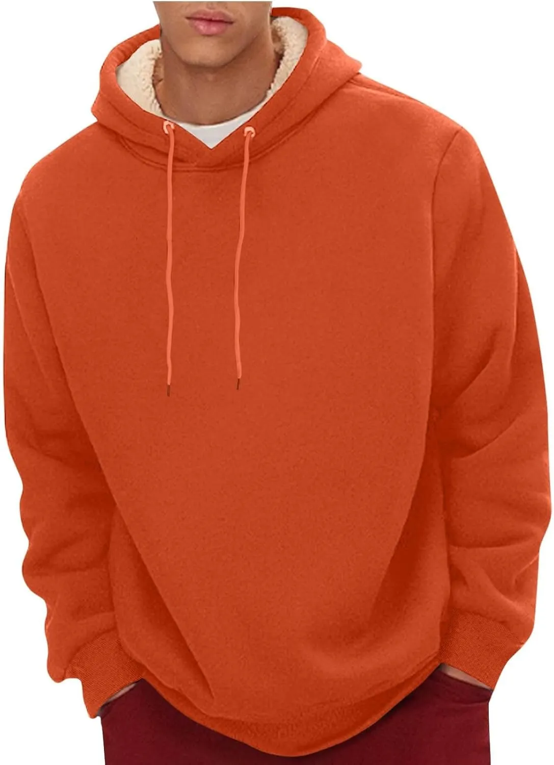 Fleece Lined Sweatshirts Hoodie for Men Crewneck Warm Sherpa Thermal Pullover/Zip Hoodie Winter Clothes