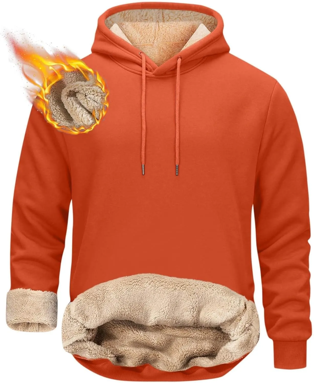 Fleece Lined Sweatshirts Hoodie for Men Crewneck Warm Sherpa Thermal Pullover/Zip Hoodie Winter Clothes