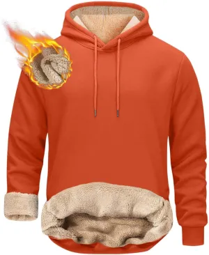 Fleece Lined Sweatshirts Hoodie for Men Crewneck Warm Sherpa Thermal Pullover/Zip Hoodie Winter Clothes