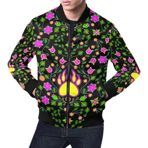 Floral Bearpaw Pink and Yellow Bomber Jacket for Men