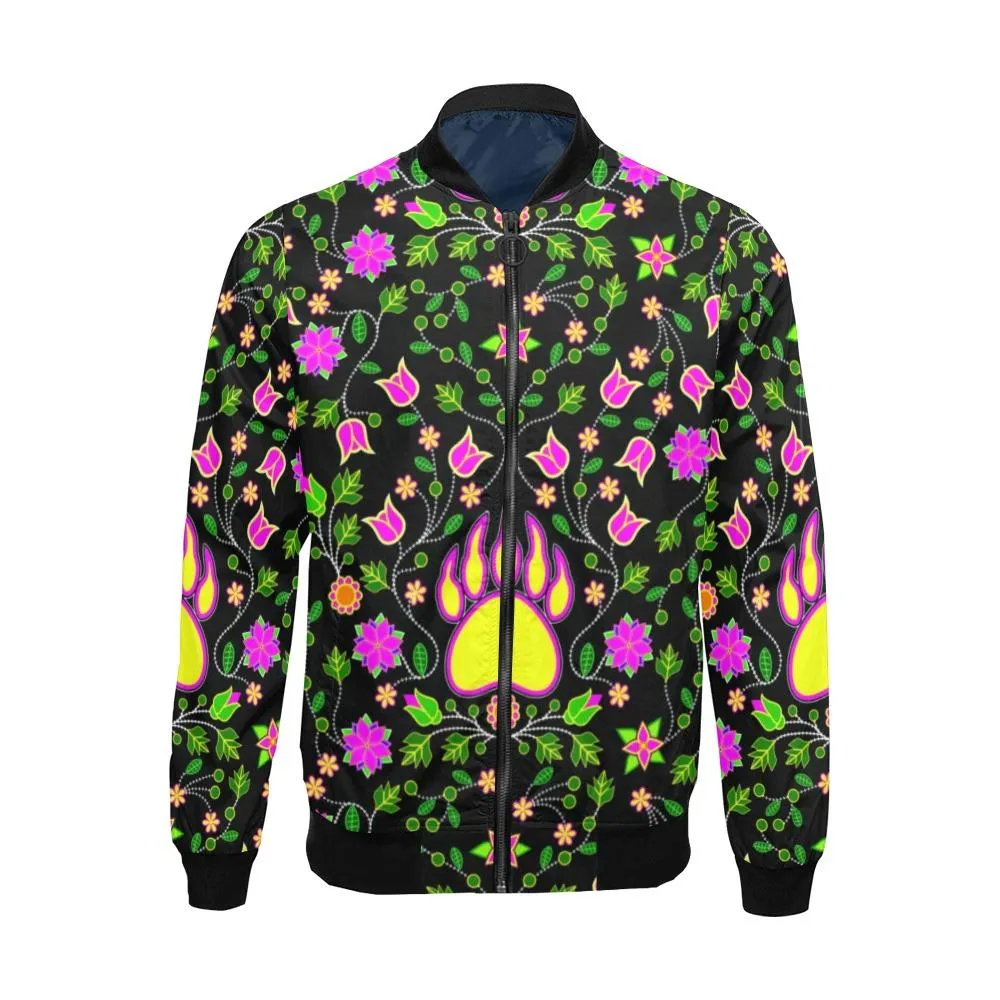 Floral Bearpaw Pink and Yellow Bomber Jacket for Men