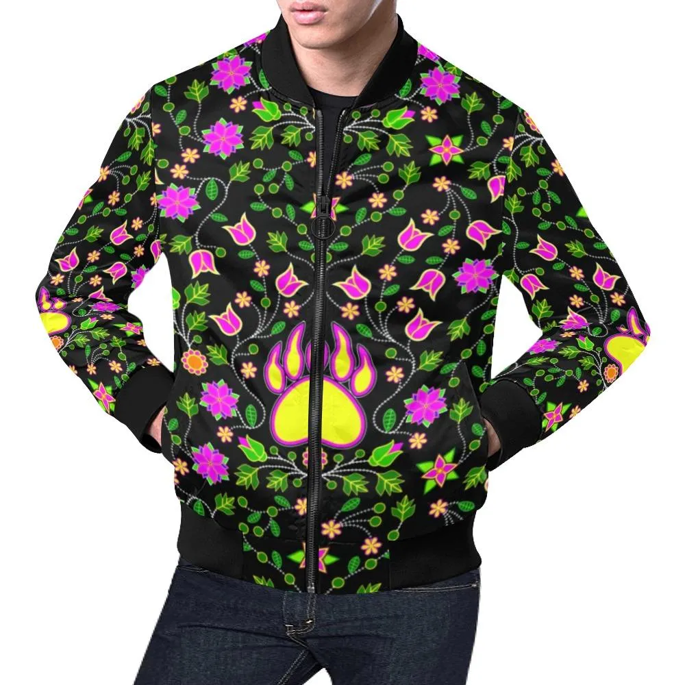 Floral Bearpaw Pink and Yellow Bomber Jacket for Men