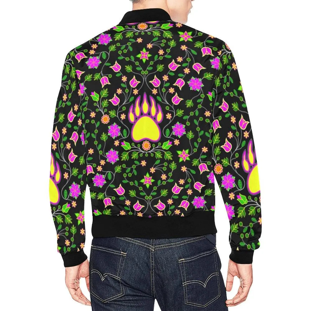 Floral Bearpaw Pink and Yellow Bomber Jacket for Men