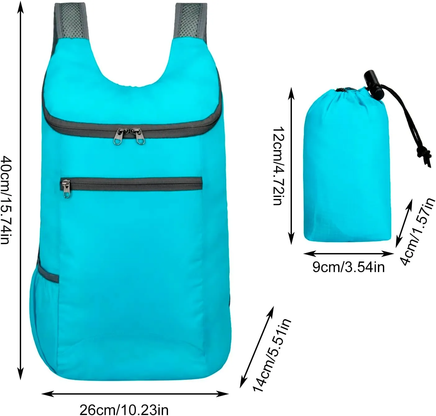 Folding Hiking Backpack Outdoor Custom Travel Bag With Sport Bag Gym Men Lightweight Sport Large (Black, One Size)