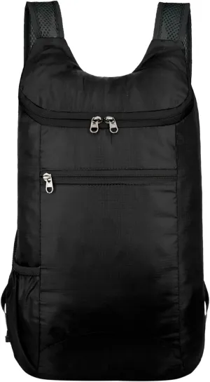 Folding Hiking Backpack Outdoor Custom Travel Bag With Sport Bag Gym Men Lightweight Sport Large (Black, One Size)