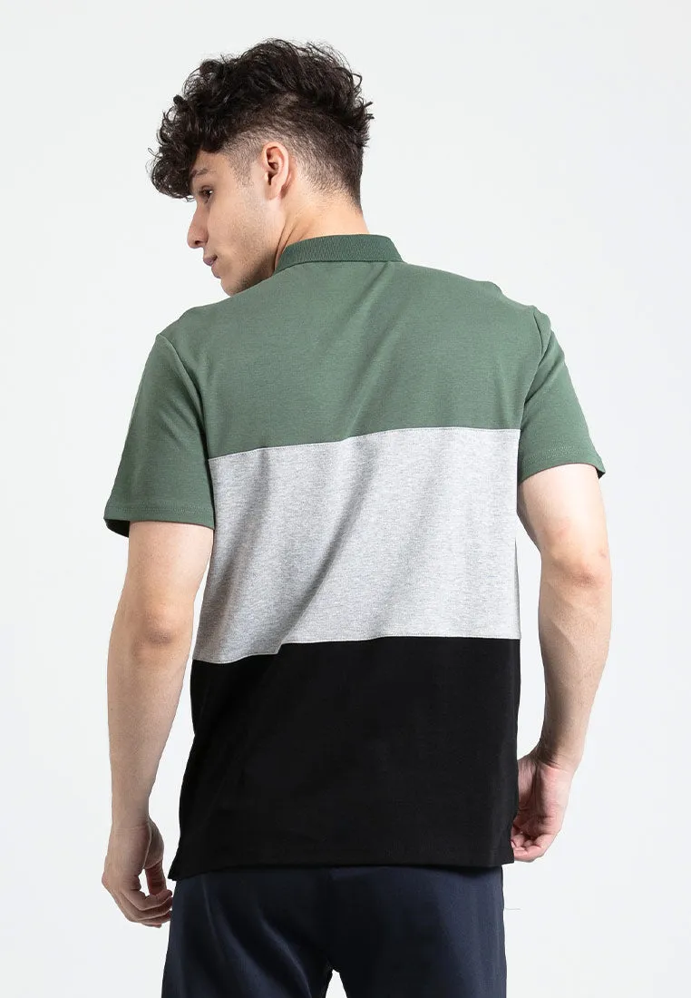 Forest Premium Weight Cotton Polo Tee 220gsm Interlock Knitted Colour Block Short Sleeve | Baju T Shirt Lelaki - 23851