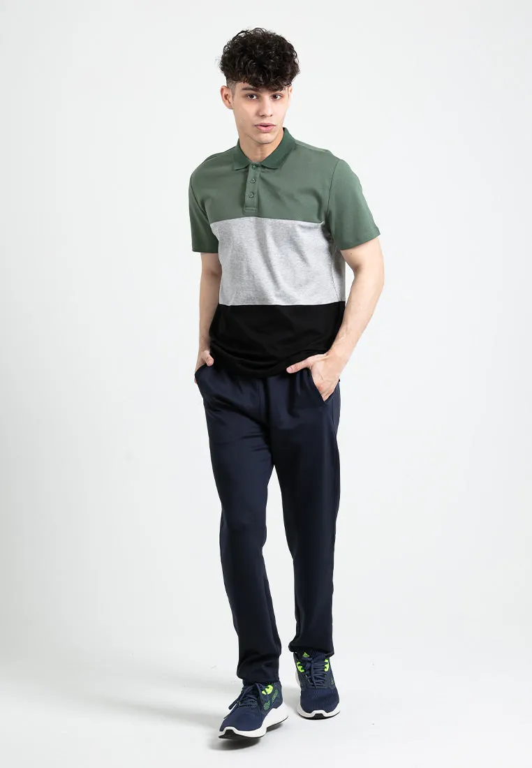 Forest Premium Weight Cotton Polo Tee 220gsm Interlock Knitted Colour Block Short Sleeve | Baju T Shirt Lelaki - 23851