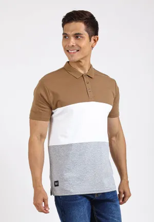 Forest Premium Weight Cotton Polo Tee 220gsm Interlock Knitted Colour Block Short Sleeve | Baju T Shirt Lelaki - 23851