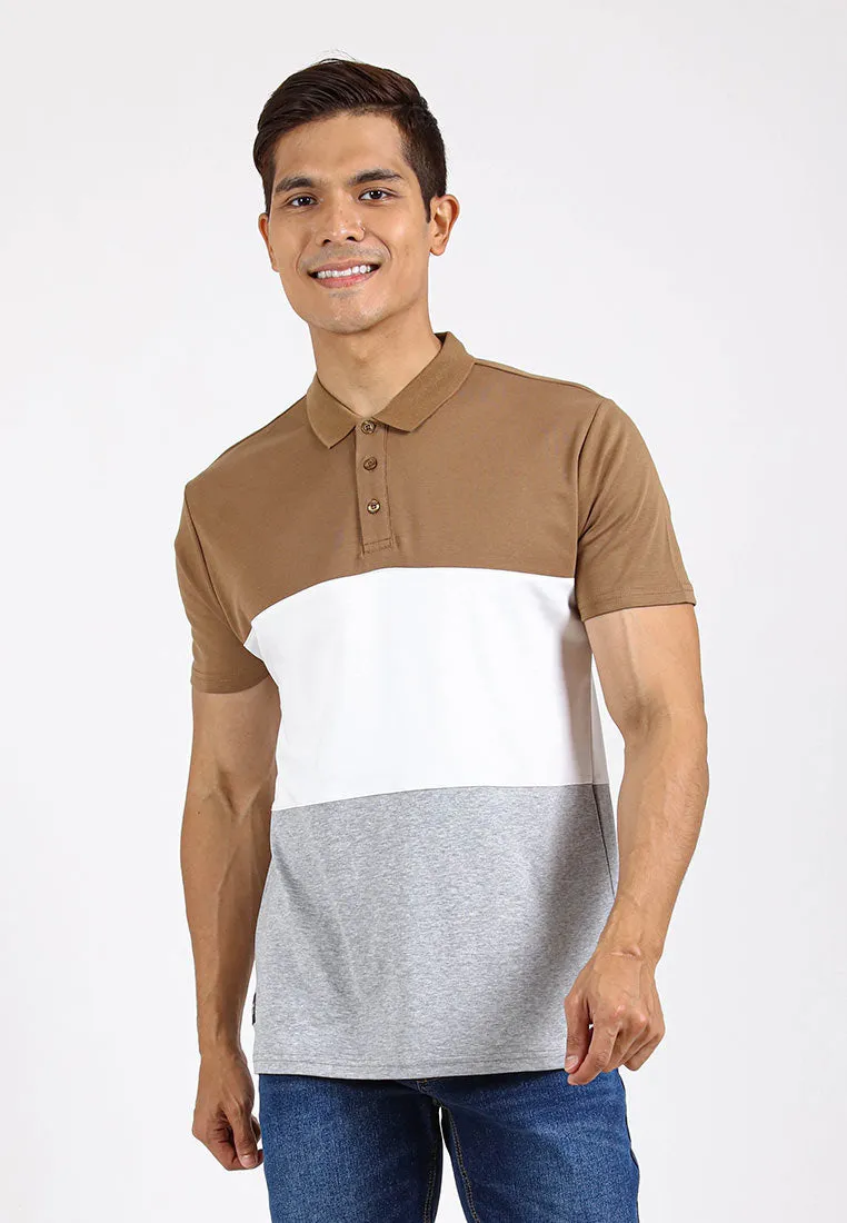 Forest Premium Weight Cotton Polo Tee 220gsm Interlock Knitted Colour Block Short Sleeve | Baju T Shirt Lelaki - 23851