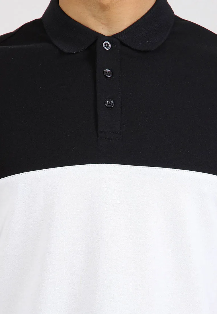 Forest Premium Weight Cotton Polo Tee 220gsm Interlock Knitted Colour Block Short Sleeve | Baju T Shirt Lelaki - 23851