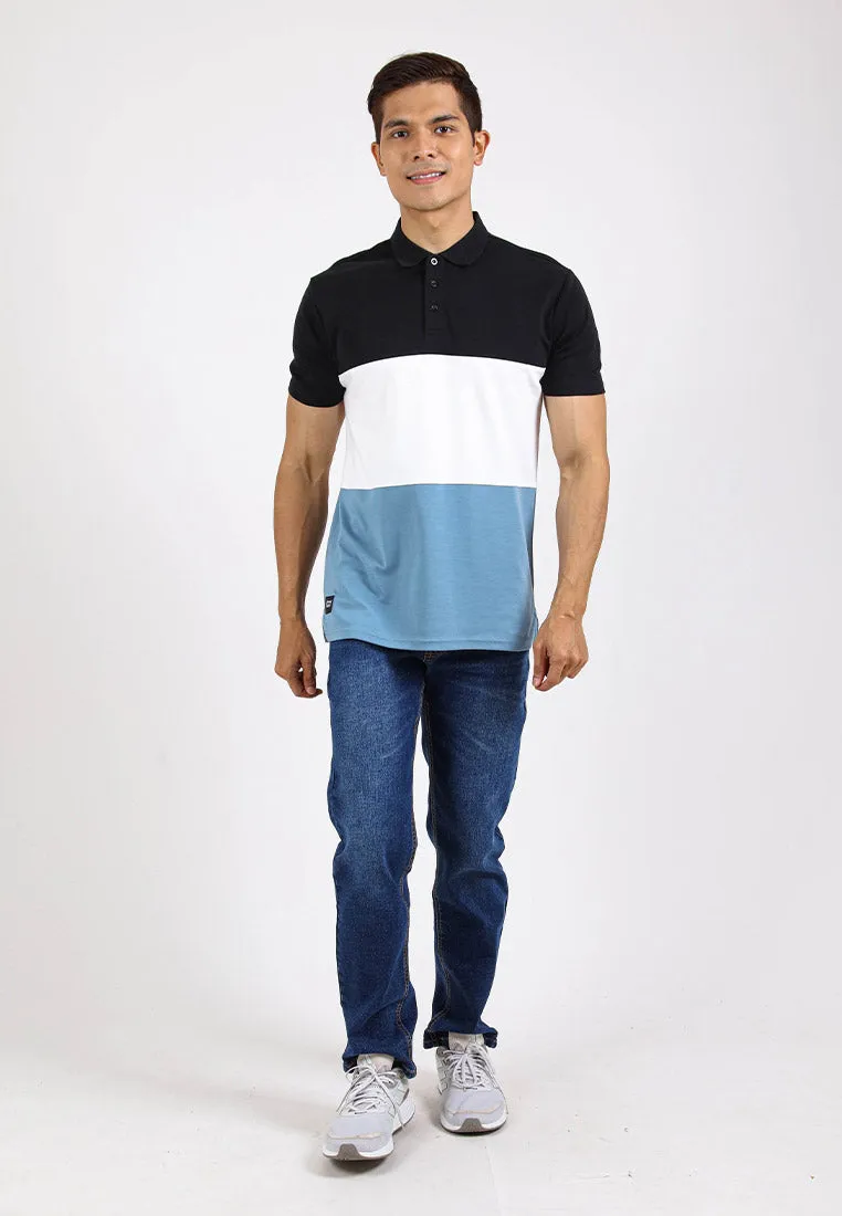Forest Premium Weight Cotton Polo Tee 220gsm Interlock Knitted Colour Block Short Sleeve | Baju T Shirt Lelaki - 23851