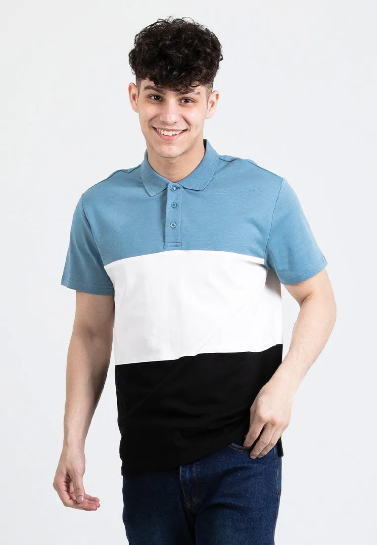 Forest Premium Weight Cotton Polo Tee 220gsm Interlock Knitted Colour Block Short Sleeve | Baju T Shirt Lelaki - 23851