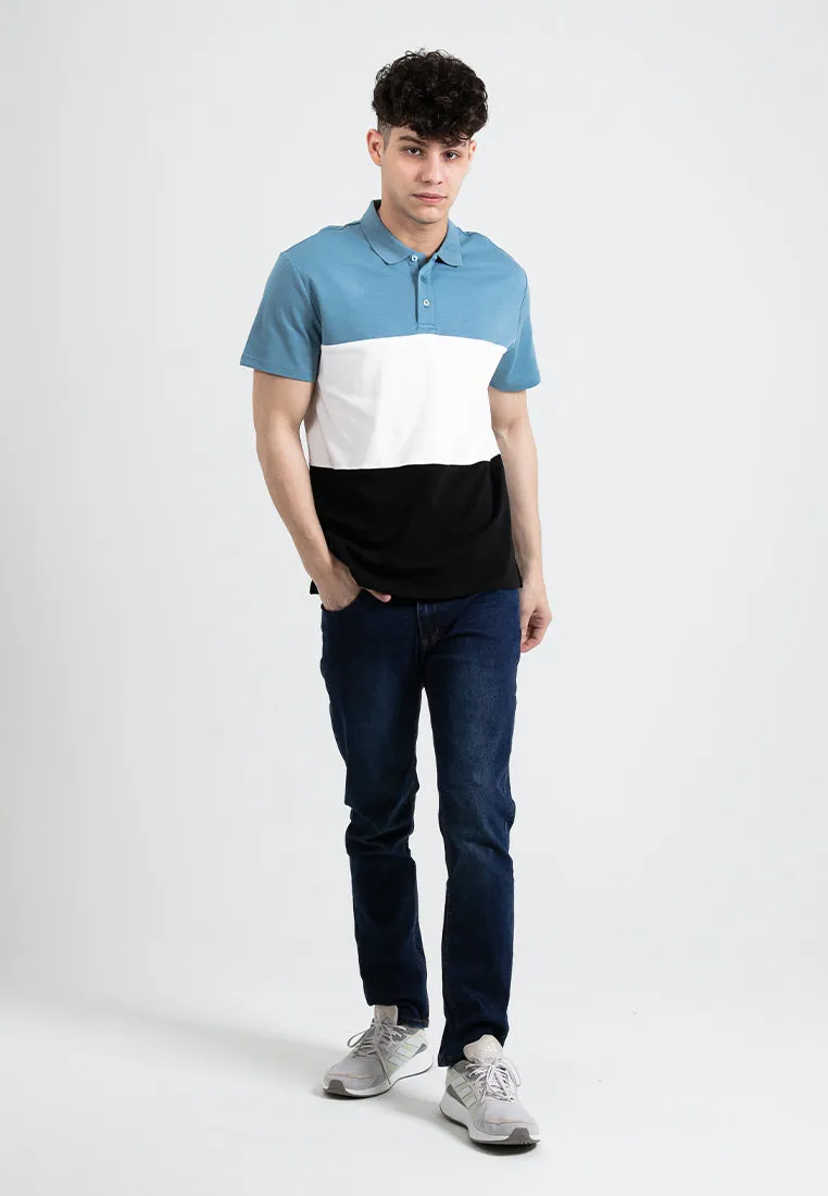 Forest Premium Weight Cotton Polo Tee 220gsm Interlock Knitted Colour Block Short Sleeve | Baju T Shirt Lelaki - 23851
