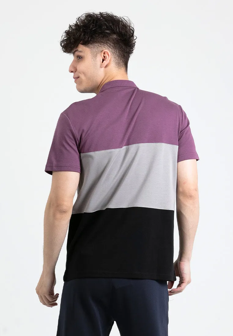 Forest Premium Weight Cotton Polo Tee 220gsm Interlock Knitted Colour Block Short Sleeve | Baju T Shirt Lelaki - 23851
