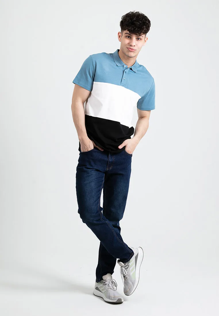 Forest Premium Weight Cotton Polo Tee 220gsm Interlock Knitted Colour Block Short Sleeve | Baju T Shirt Lelaki - 23851