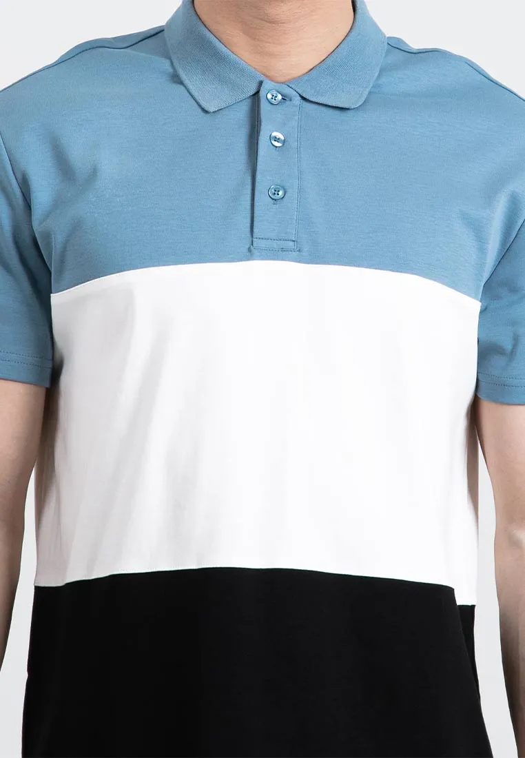 Forest Premium Weight Cotton Polo Tee 220gsm Interlock Knitted Colour Block Short Sleeve | Baju T Shirt Lelaki - 23851