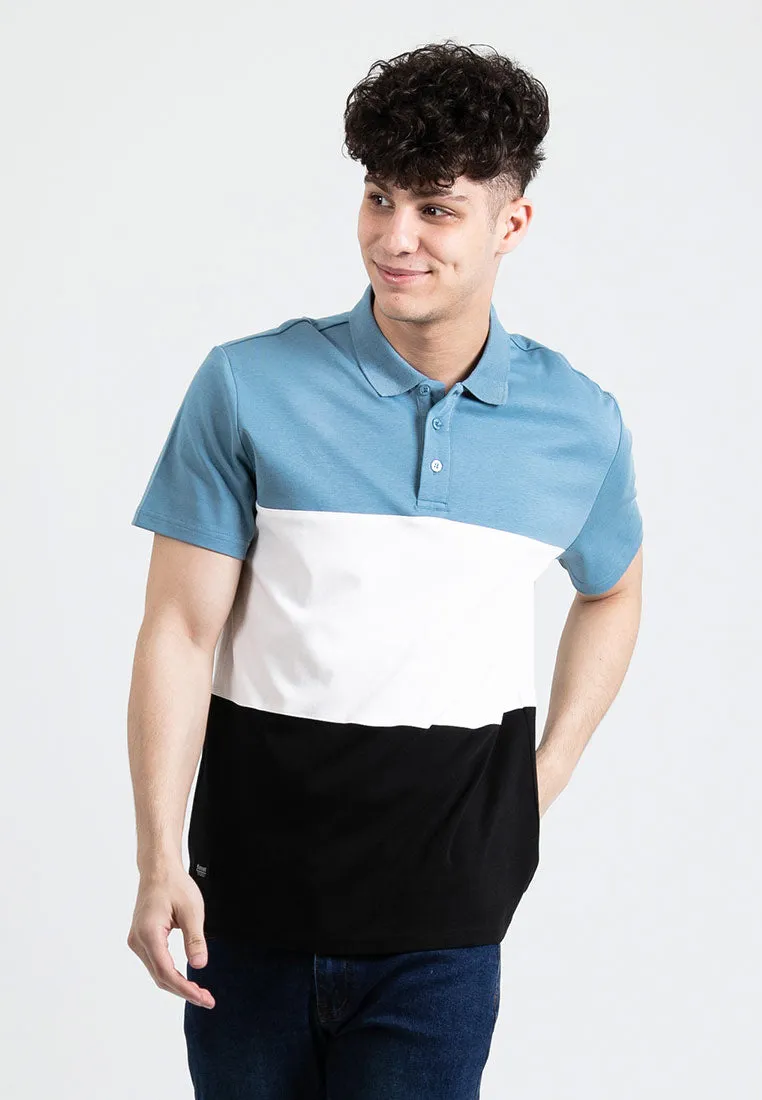 Forest Premium Weight Cotton Polo Tee 220gsm Interlock Knitted Colour Block Short Sleeve | Baju T Shirt Lelaki - 23851