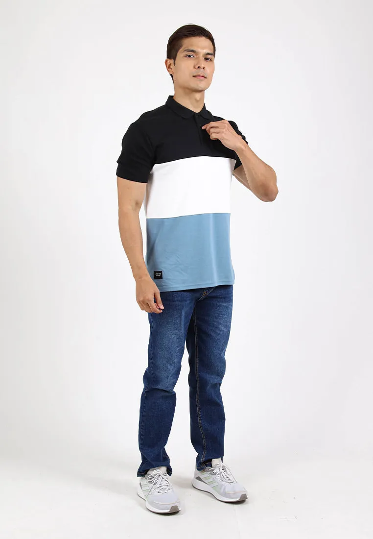Forest Premium Weight Cotton Polo Tee 220gsm Interlock Knitted Colour Block Short Sleeve | Baju T Shirt Lelaki - 23851