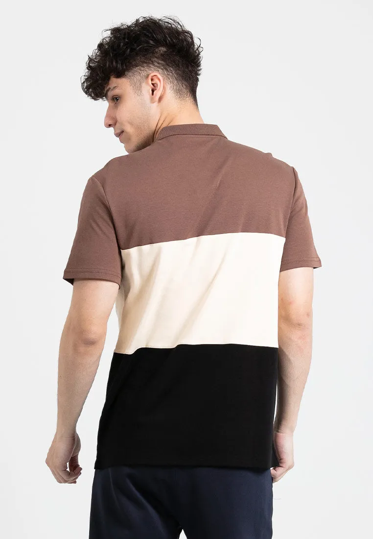 Forest Premium Weight Cotton Polo Tee 220gsm Interlock Knitted Colour Block Short Sleeve | Baju T Shirt Lelaki - 23851