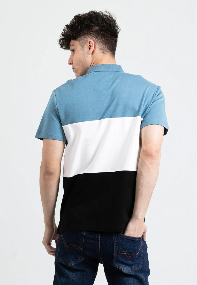 Forest Premium Weight Cotton Polo Tee 220gsm Interlock Knitted Colour Block Short Sleeve | Baju T Shirt Lelaki - 23851