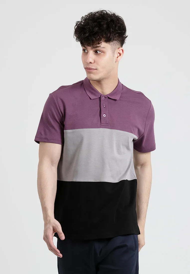 Forest Premium Weight Cotton Polo Tee 220gsm Interlock Knitted Colour Block Short Sleeve | Baju T Shirt Lelaki - 23851