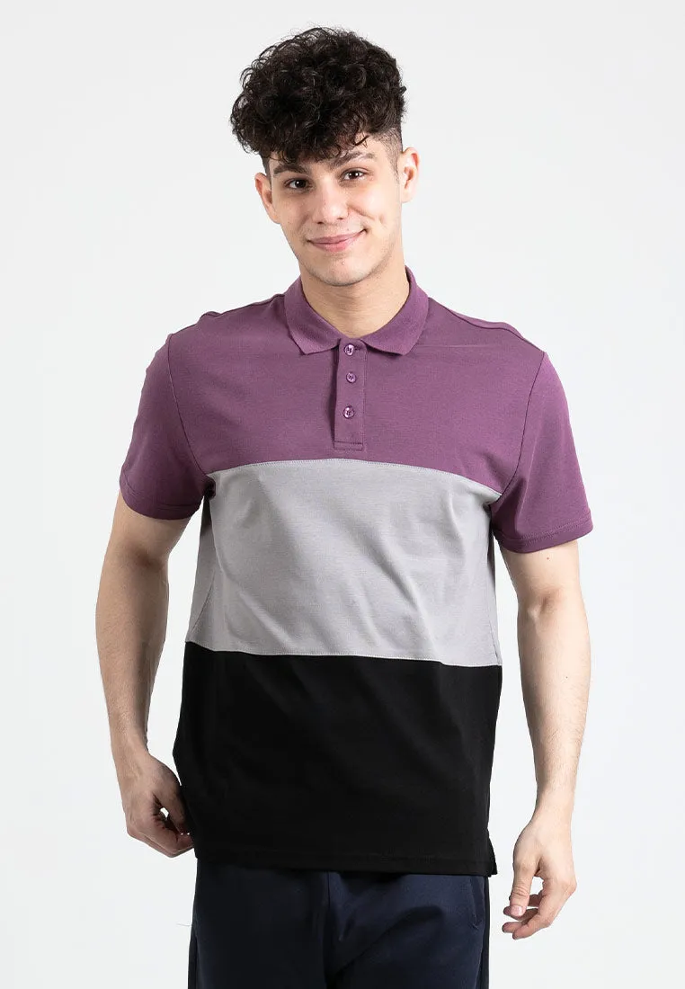 Forest Premium Weight Cotton Polo Tee 220gsm Interlock Knitted Colour Block Short Sleeve | Baju T Shirt Lelaki - 23851