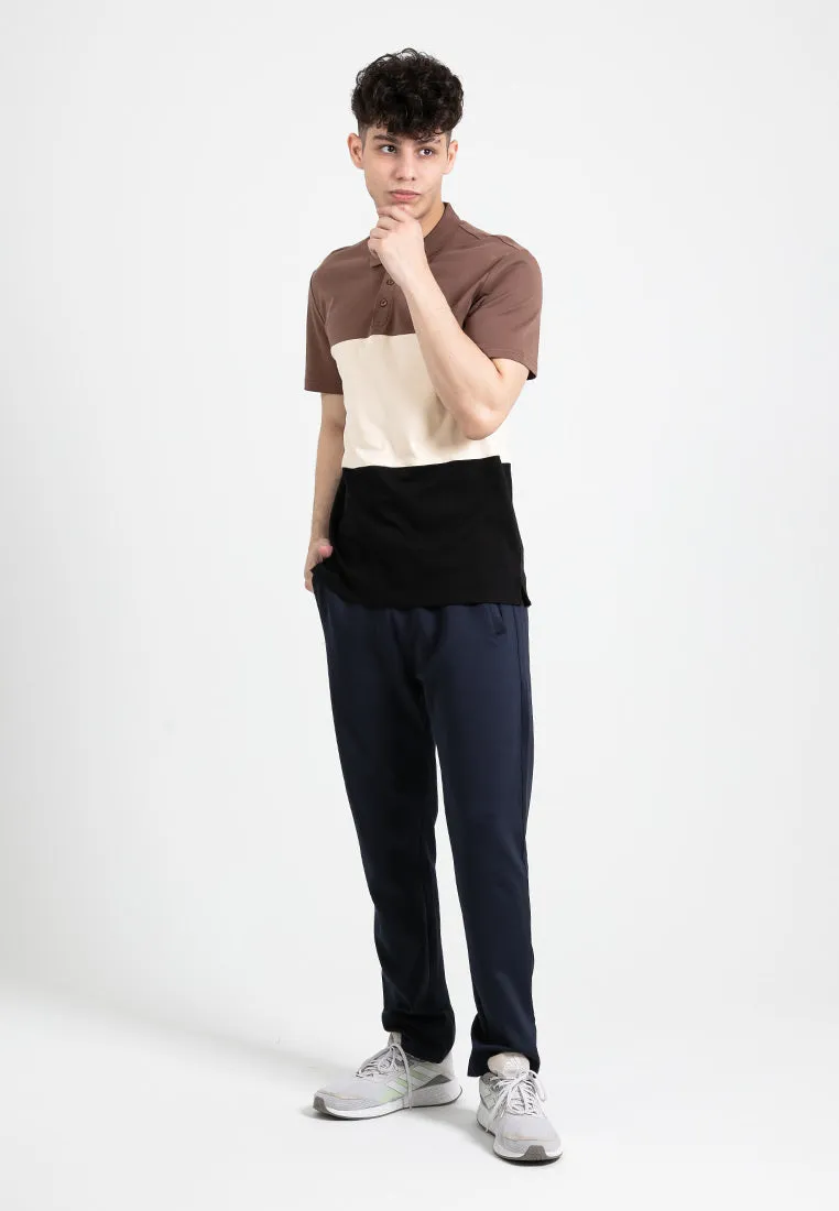 Forest Premium Weight Cotton Polo Tee 220gsm Interlock Knitted Colour Block Short Sleeve | Baju T Shirt Lelaki - 23851