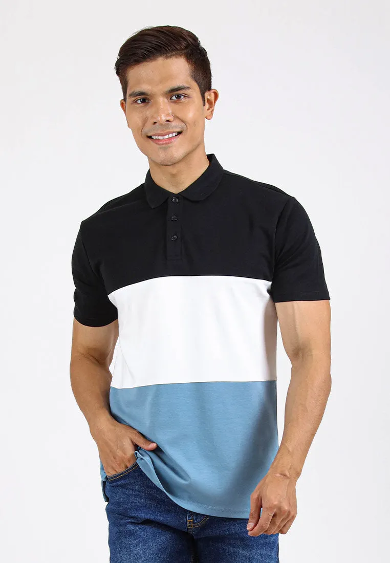 Forest Premium Weight Cotton Polo Tee 220gsm Interlock Knitted Colour Block Short Sleeve | Baju T Shirt Lelaki - 23851