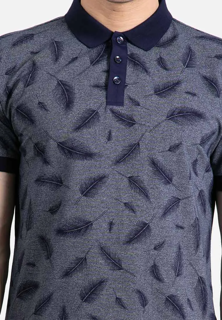 Forest Slim Fit Full Print Polo T Shirt Men Collar Tee | Baju T Shirt Lelaki - 23885