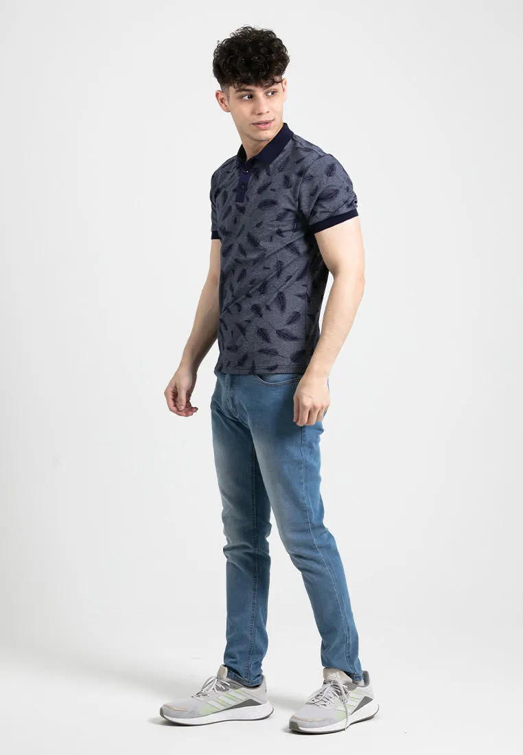 Forest Slim Fit Full Print Polo T Shirt Men Collar Tee | Baju T Shirt Lelaki - 23885