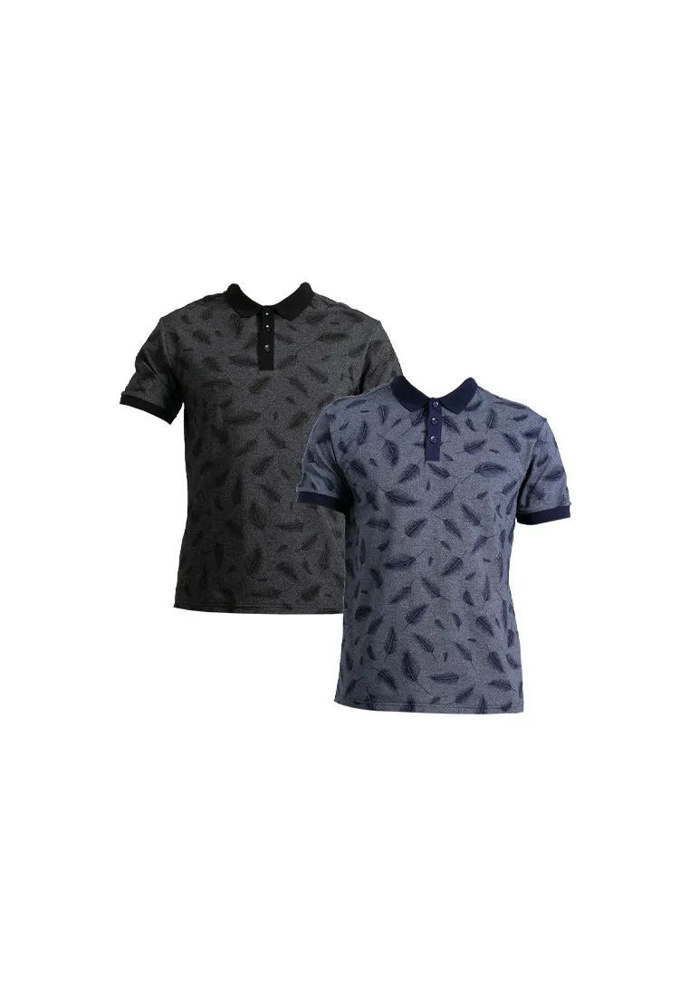 Forest Slim Fit Full Print Polo T Shirt Men Collar Tee | Baju T Shirt Lelaki - 23885