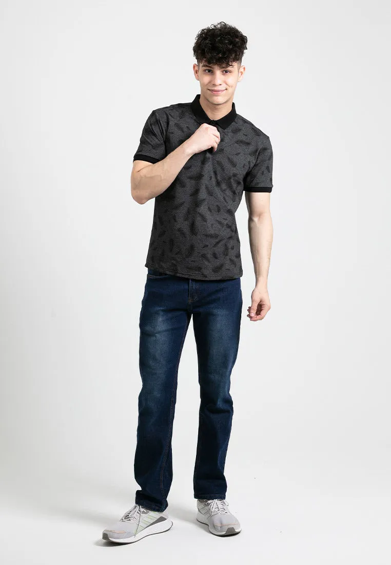 Forest Slim Fit Full Print Polo T Shirt Men Collar Tee | Baju T Shirt Lelaki - 23885