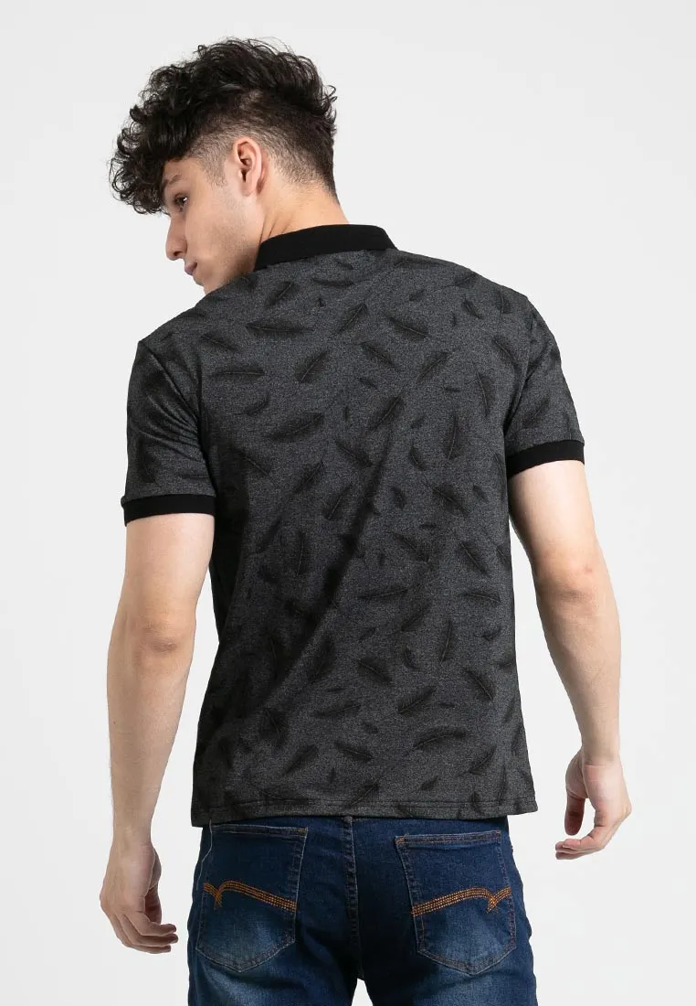 Forest Slim Fit Full Print Polo T Shirt Men Collar Tee | Baju T Shirt Lelaki - 23885
