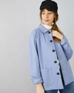French Cotton Twill Chore Jacket Chalk Blue