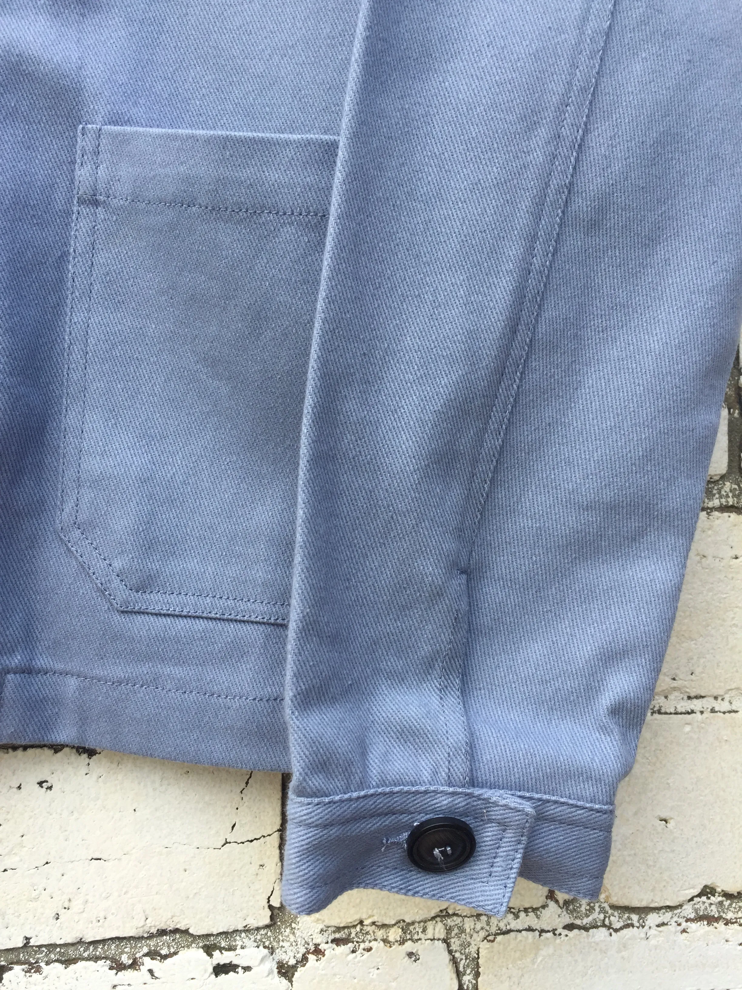 French Cotton Twill Chore Jacket Chalk Blue