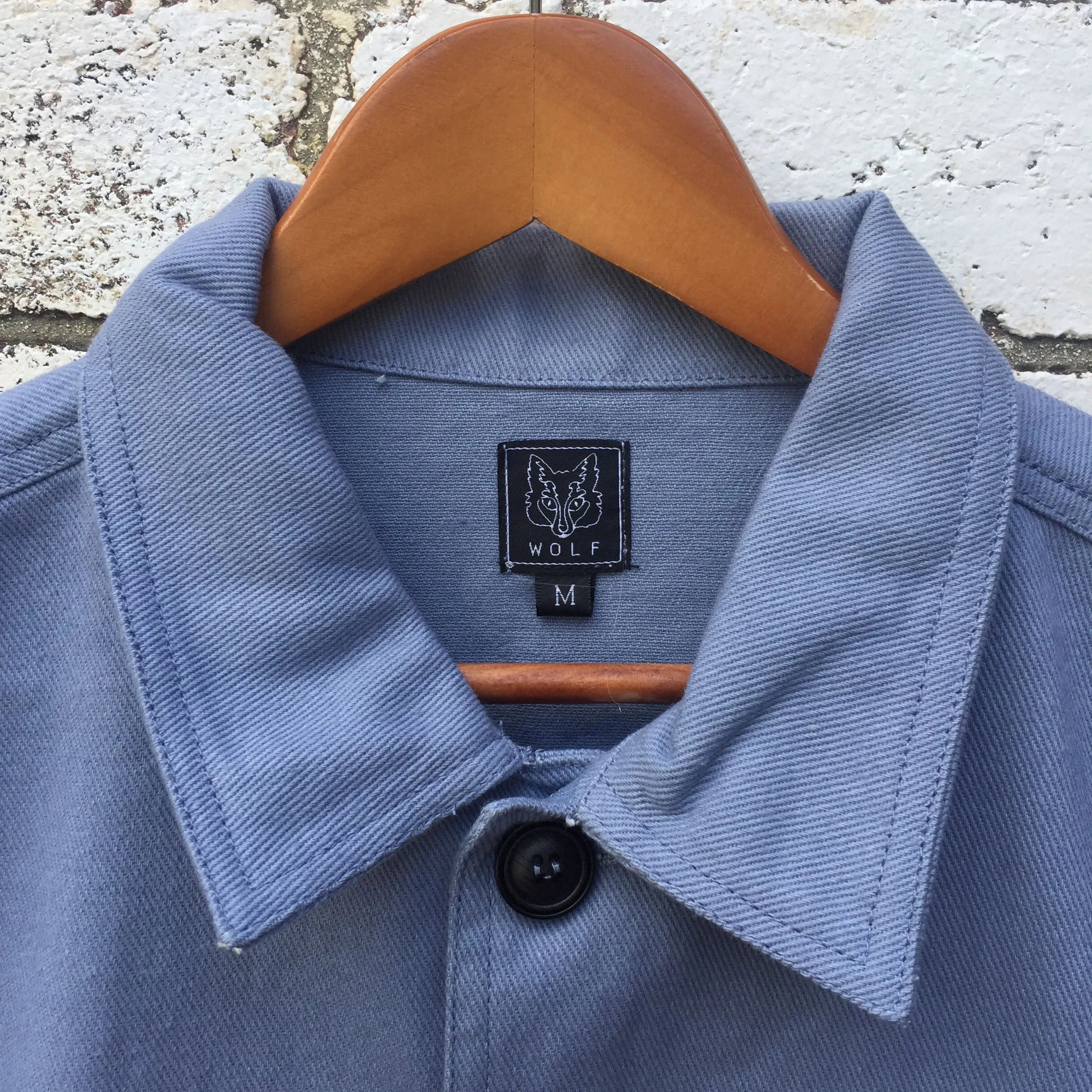 French Cotton Twill Chore Jacket Chalk Blue