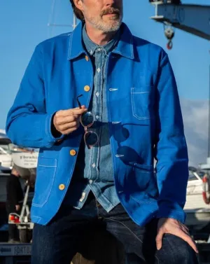 French Cotton Twill Chore Jacket Cobalt Blue