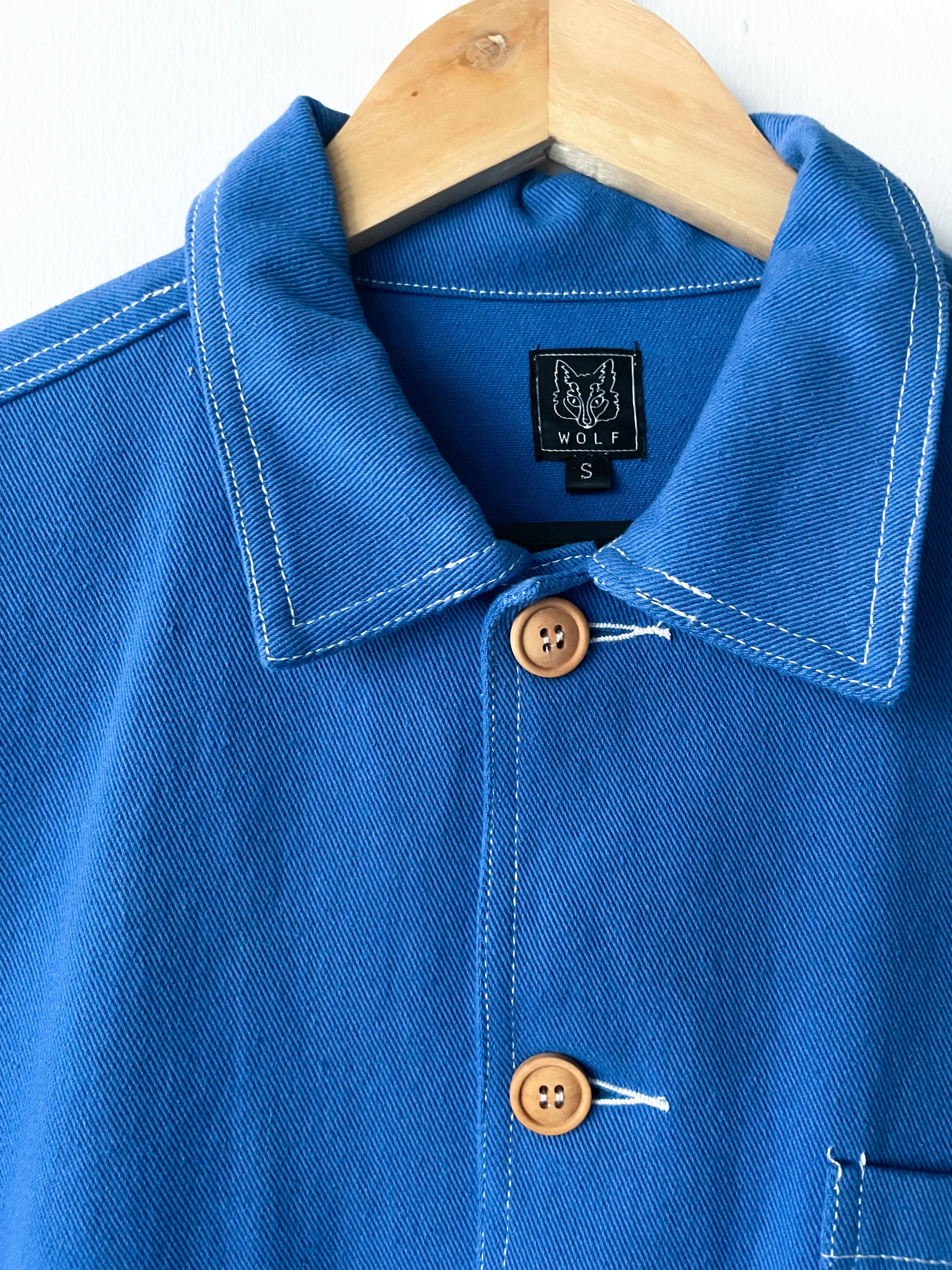 French Cotton Twill Chore Jacket Cobalt Blue