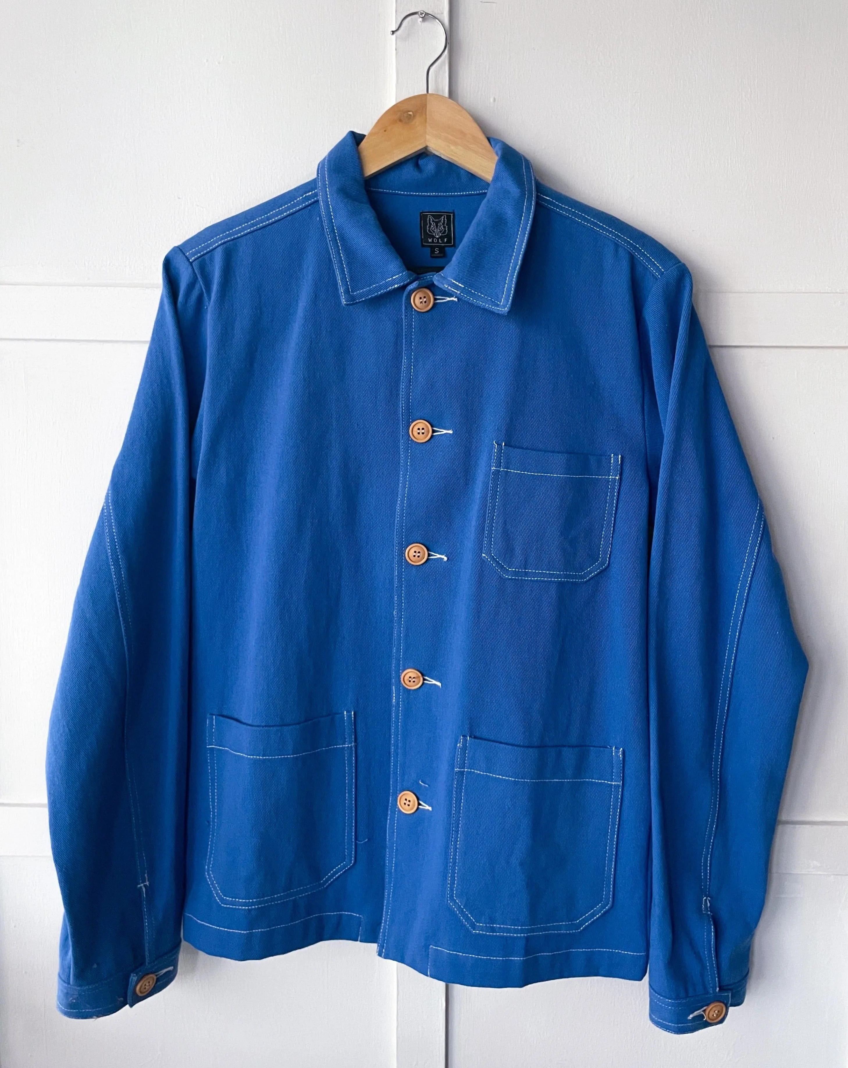 French Cotton Twill Chore Jacket Cobalt Blue