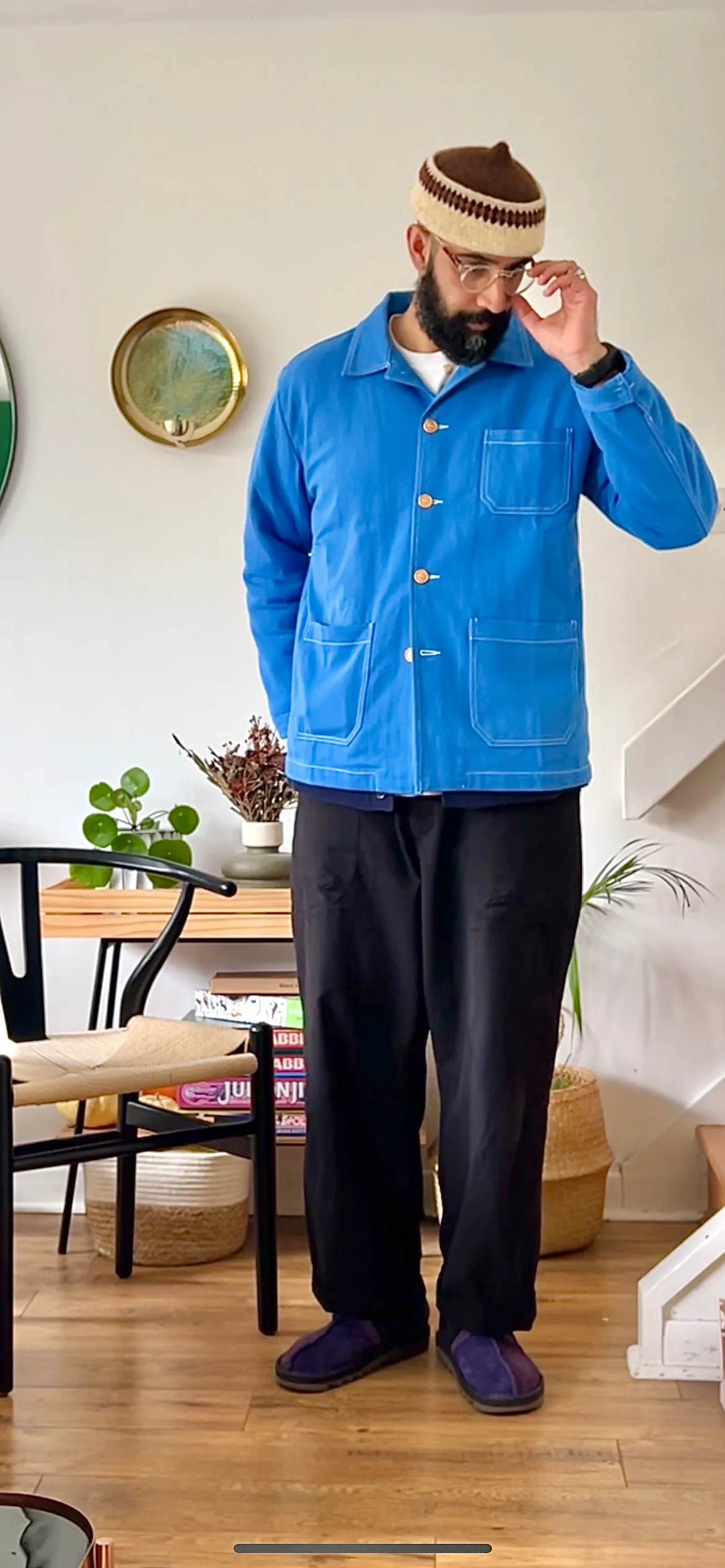French Cotton Twill Chore Jacket Cobalt Blue