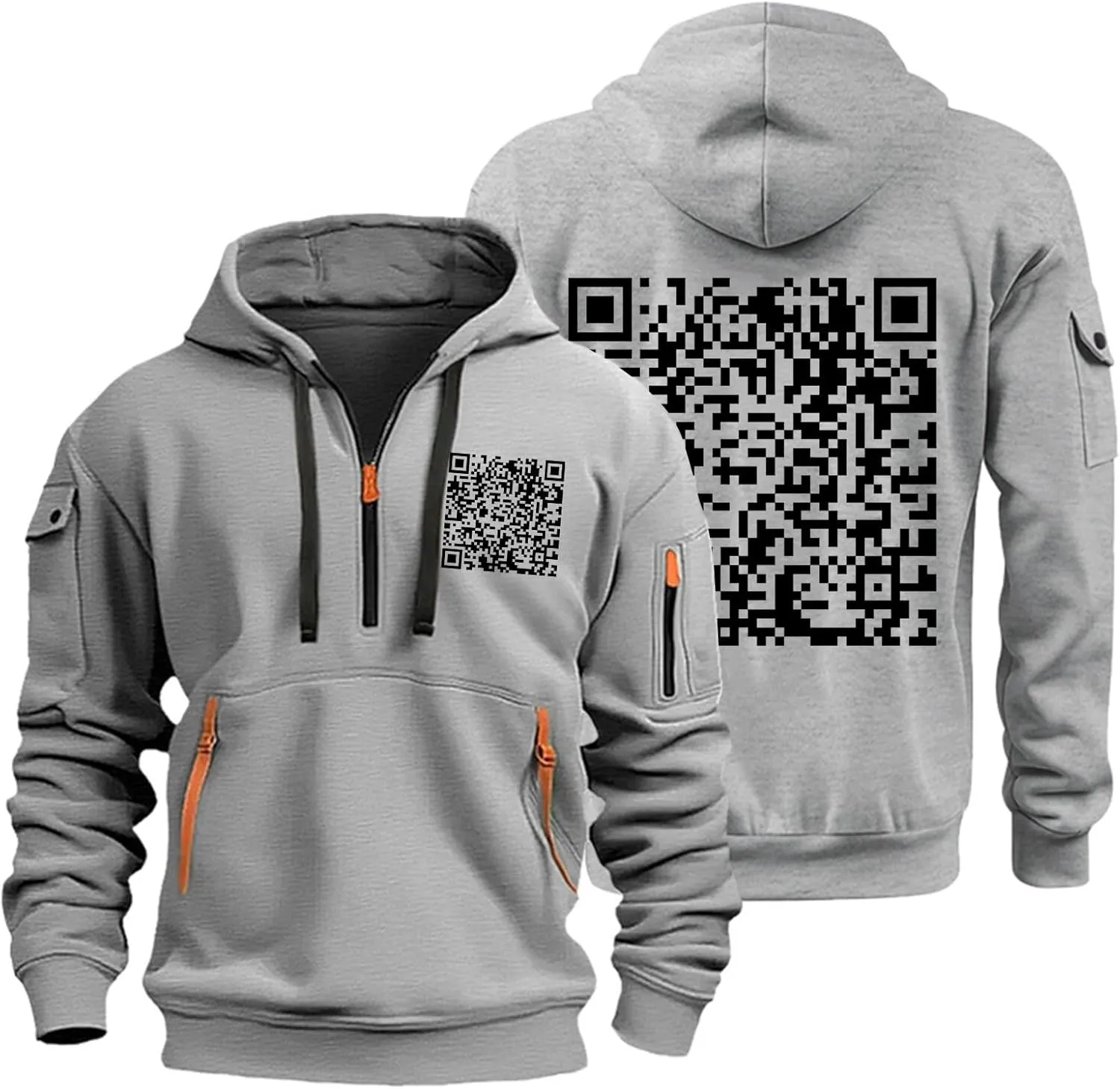 Funny Fu QR Code Hoodie Unisex, Mens 1/4 zip up Fuck You QR Code Hoodies Joke Funny Sweatshirt