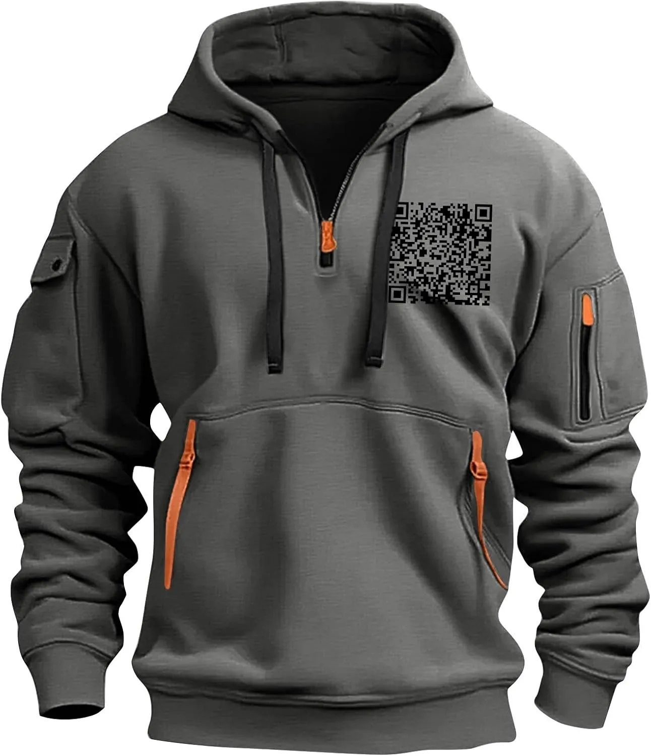 Funny Fu QR Code Hoodie Unisex, Mens 1/4 zip up Fuck You QR Code Hoodies Joke Funny Sweatshirt