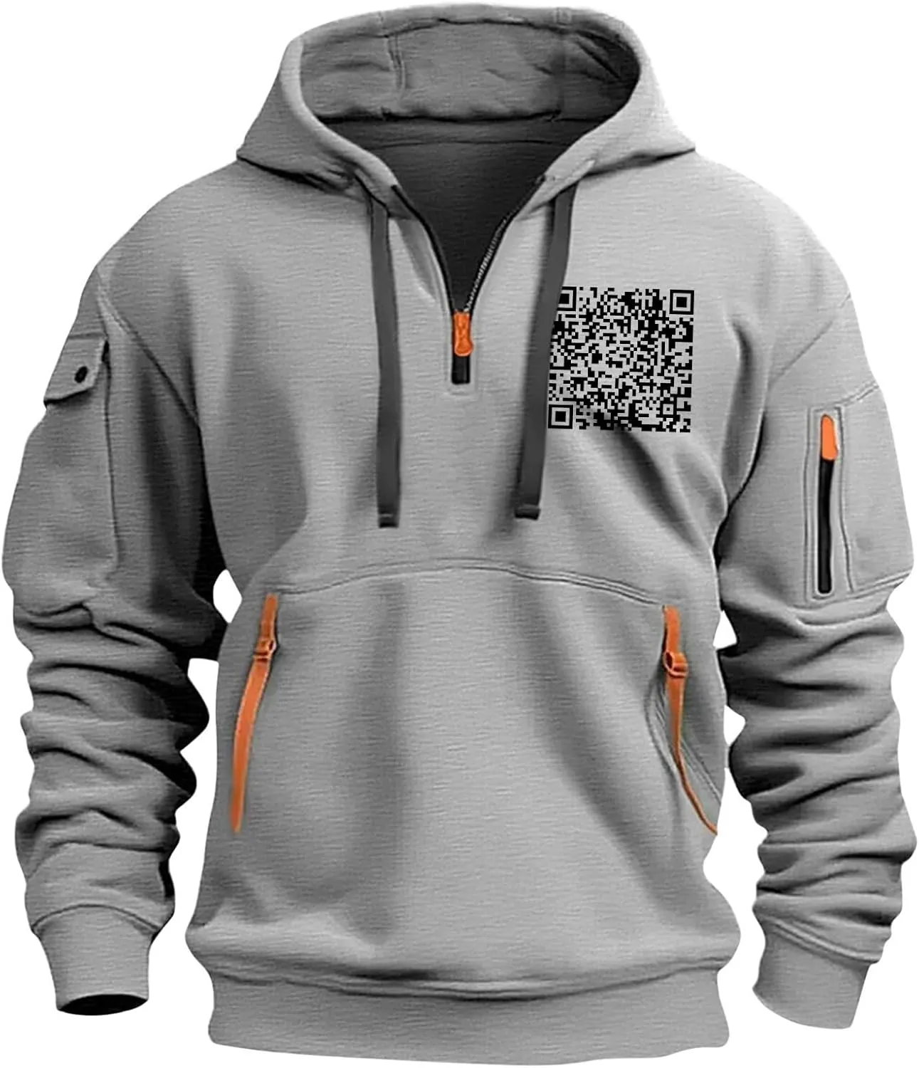 Funny Fu QR Code Hoodie Unisex, Mens 1/4 zip up Fuck You QR Code Hoodies Joke Funny Sweatshirt