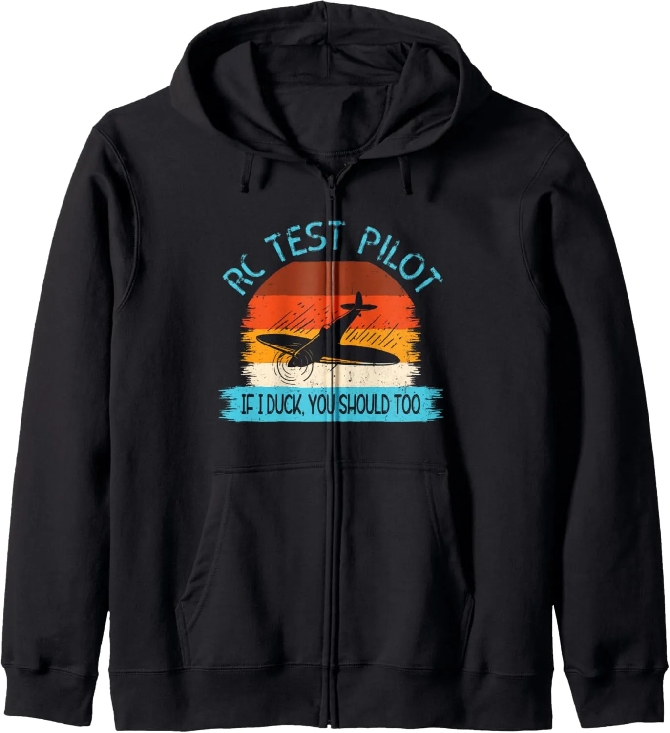 Funny RC Pilot Airplane Aircraft Drone Vintage Zip Hoodie