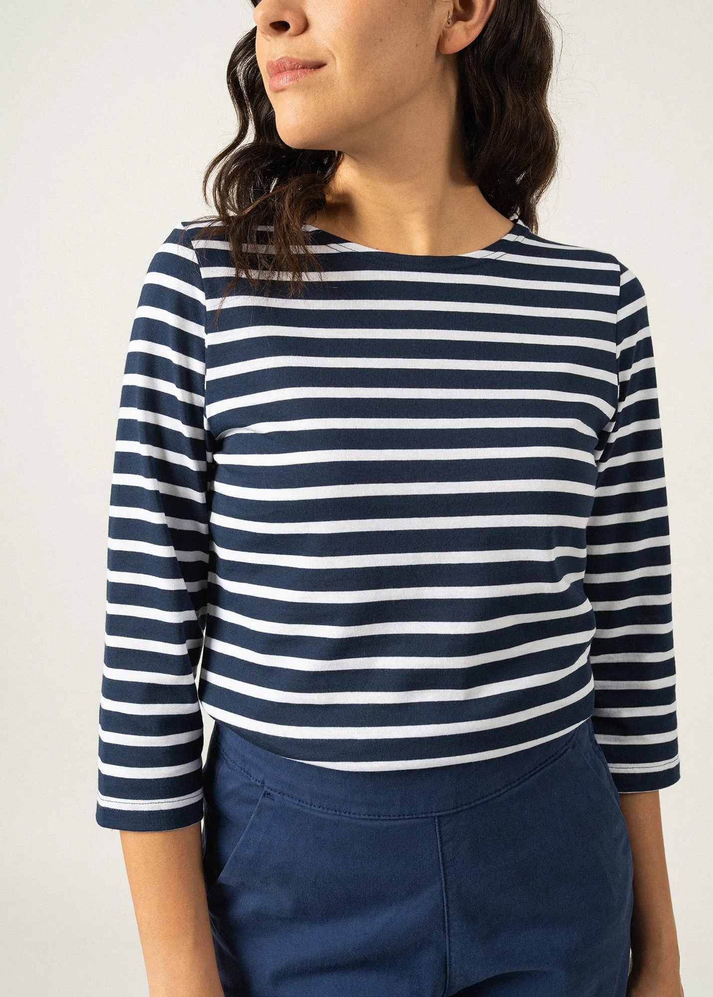 Galathée striped sailor shirt - slim fit, in light cotton (MARINE/NEIGE)